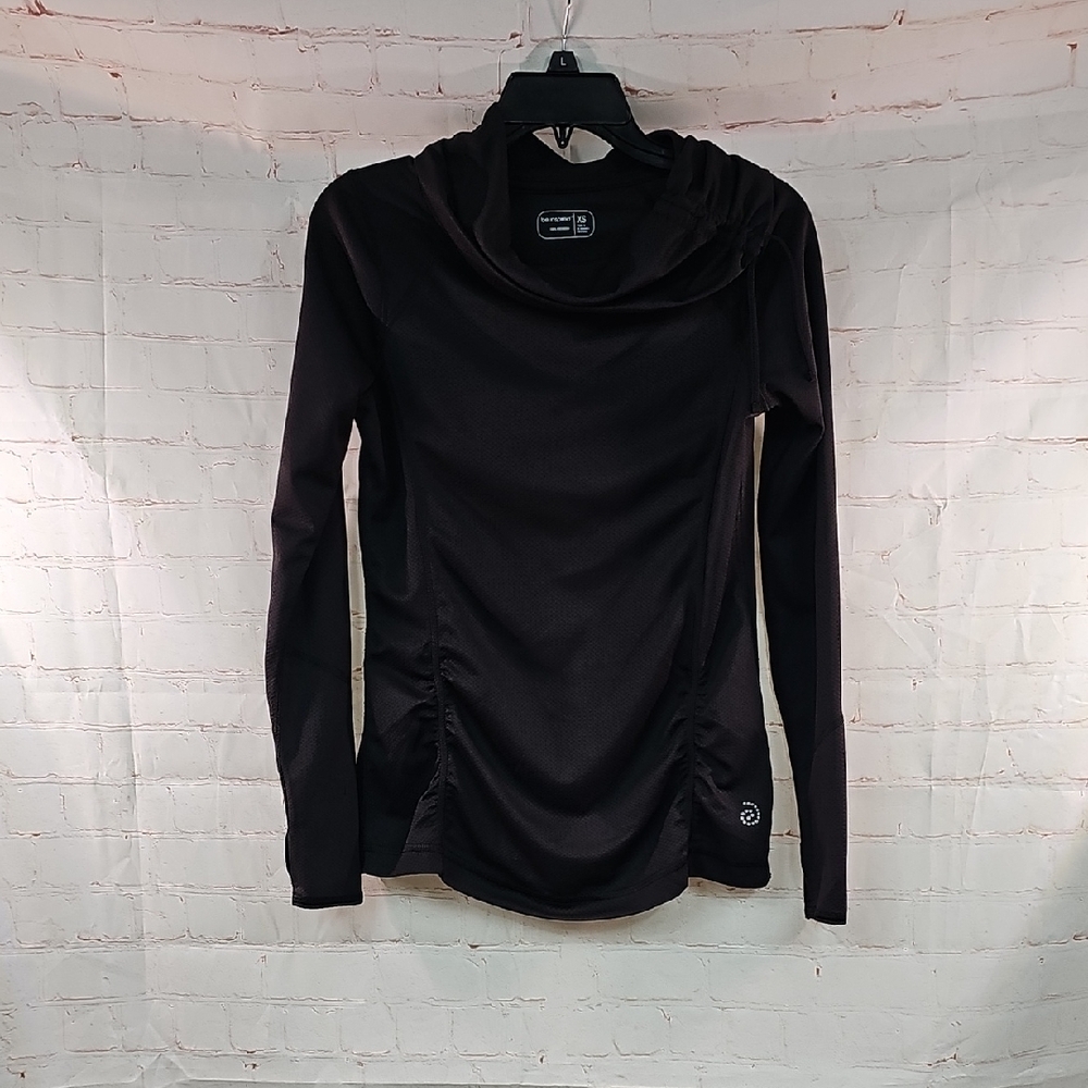 Be Inspired Black Ruched Long Sleeve Hoodie